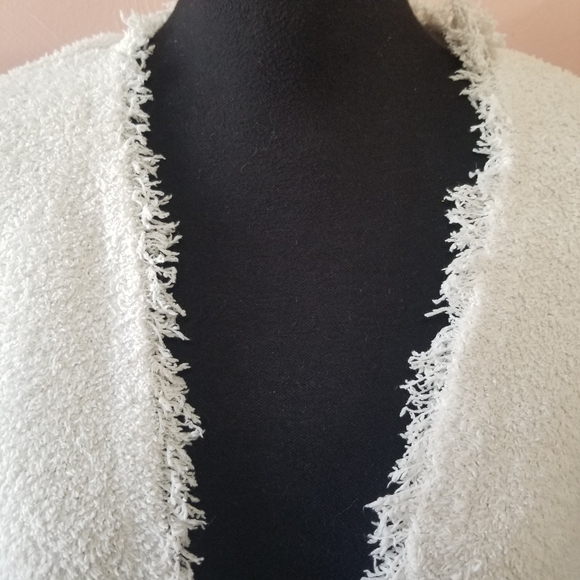 BAREFOOT DREAMS COZYCHIC Open Front Frayed Edges Ivory Cardigan Small - Picture 2 of 6